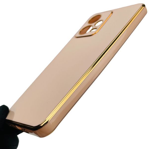 Чехол для Xiaomi Redmi Note 12 5G с золотой окантовкой с защитой камеры на сямои редми нот 12 5г пудровый 0000061 фото