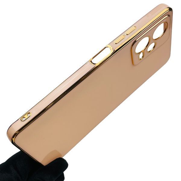 Чехол для Xiaomi Redmi Note 12 5G с золотой окантовкой с защитой камеры на сямои редми нот 12 5г пудровый 0000061 фото