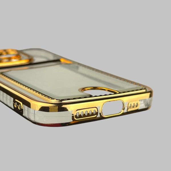 Чехол для Apple iPhone 15 Pro с золотой окантовкой с карманом для карт на айфон 15 про золотой 0013023 фото