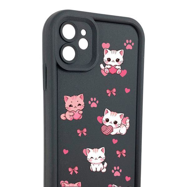 Чехол силиконовый Soft Touch с 3D принтом милые котики с лапками для Apple iPhone 11 черный (Полная защита камеры) 0059558 фото