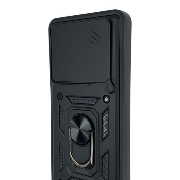 Чехол противоударный для Tecno Pova 7 (LJ7) с магнитной пластиной со шторкой на камере черный 0050756 фото