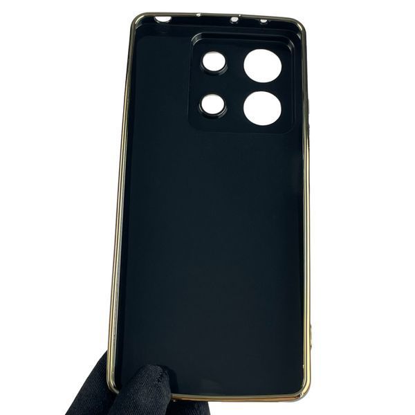 Чехол для Xiaomi Redmi Note 13 5G с золотой окантовкой с защитой камеры на сяоми редми нот 13 5г чёрный 0008396 фото
