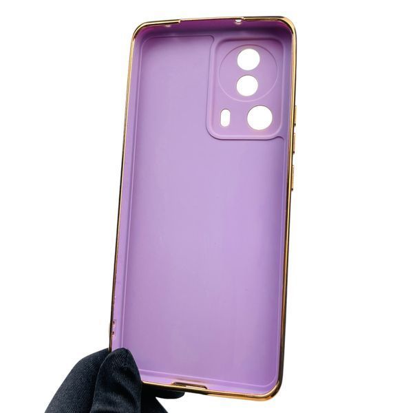 Чохол для Xiaomi 13 Lite глянсовий із золотою окантовкою із захистом камери на сяомі 13 лайт бузковий 0000111 фото
