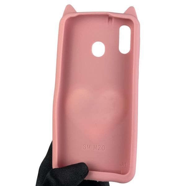 Чехол для Samsung Galaxy M20 SM-M205F детский 3д в форме котика переливашка сердечко на самсунг м20 пудровый 0002752 фото