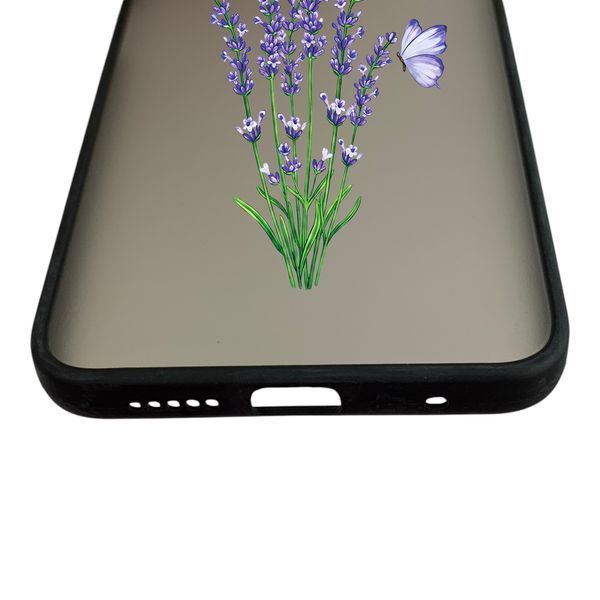 Чехол для телефона Xiaomi Redmi Note 11 4G с 3D принтом лаванда с бабочками с высокими бортами черный 0059329 фото