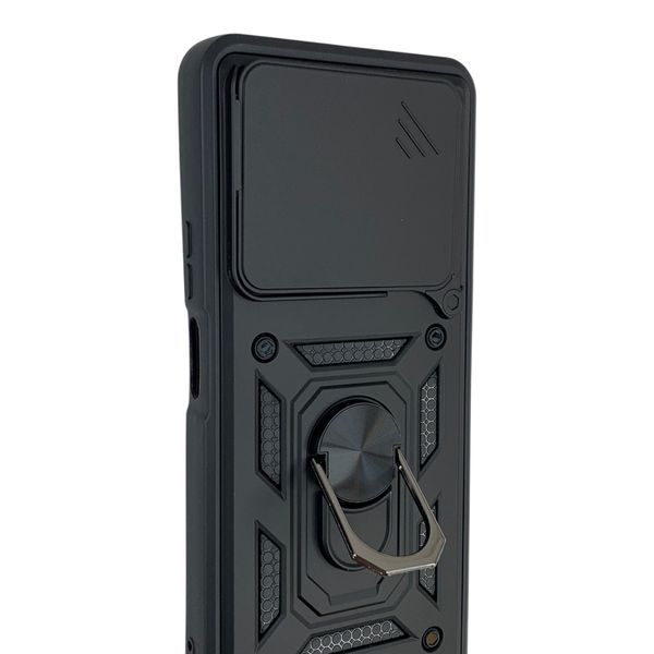 Чехол противоударный для Tecno Pova 7 (LJ7) с магнитной пластиной со шторкой на камере черный 0050756 фото