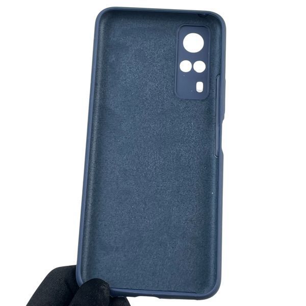 Чохол для Vivo Y53S силіконовий з мікрофіброю нековзний на віво у53с темно-синій 0032398 фото