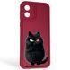 Чехол силиконовый Soft Touch с 3D принтом злой котик для Motorola Moto E13 (PAXT0034) бордовый (Полная защита камеры) 0046932 фото 1