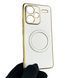 Чехол для Xiaomi Redmi Note 13 Pro Plus с кольцом MagSafe с золотой окантовкой редми нот 13 про плюс белый gs1 0021775 фото 1