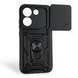 Чехол со шторкой камеры для Xiaomi Poco X8 Pro черный (армированный, кольцо-держатель)