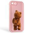 Чохол силіконовий Soft Touch з 3D принтом кумедний тед ведмідик для Apple iPhone SE 2020 рожевий (Повний захист камери) 0049430 фото