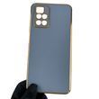 Чехол для Xiaomi Redmi 10 4G глянцевый с золотой окантовкой с защитой камеры на сяоми редми 10 4г синий