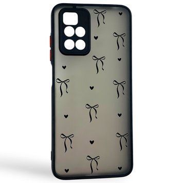 Чехол для телефона Xiaomi Redmi 10 5G с 3D принтом бантики с сердцами с высокими бортами черный 0059380 фото