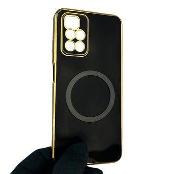 Чехол для Xiaomi Redmi 10 2022 с кольцом MagSafe с золотой окантовкой на сяоми редми 10 2022 черный gs1 0022065 фото