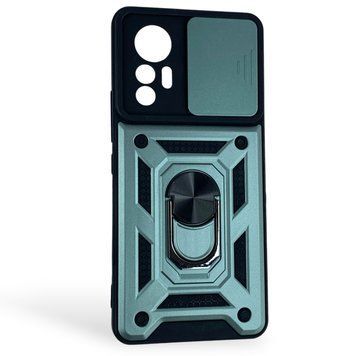 Чехол противоударный для Xiaomi 12 Lite с магнитной пластиной со шторкой на камере зеленый 0050765 фото