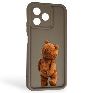 Чехол силиконовый Soft Touch с 3D принтом смешного теда мишки для Realme Note 50 коричневый (Полная защита камеры) 0049325 фото
