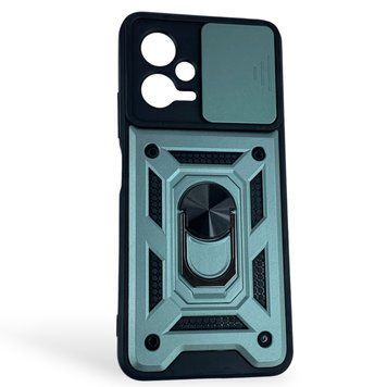 Чехол противоударный для Xiaomi Poco X5 5G с магнитной пластиной со шторкой на камере зеленый 0050842 фото