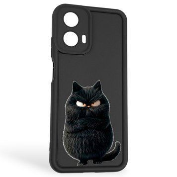 Чохол силіконовий оригінальний Soft Touch з 3D принтом злого кота для Motorola Moto G24 (PB1E0003RS) чорний (Повний захист камери) 0046228 фото