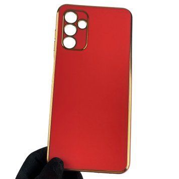 Чохол для Samsung Galaxy A04s SM-A047F глянсовий із золотою окантовкою із захистом камери на самсунг а04с червоний 0000012 фото