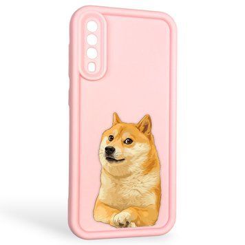 Чехол силиконовый оригинальный Soft Touch с 3D принтом мема сибу для Samsung Galaxy A50 (SM-A505F) розовый (Полная защита камеры) 0047565 фото