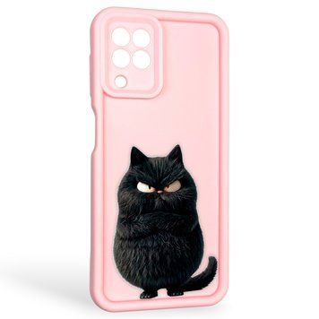 Чехол силиконовый оригинальный Soft Touch с 3D принтом злой котик для Samsung Galaxy M32 4G (SM-M325F) розовый (Полная защита камеры) 0046429 фото