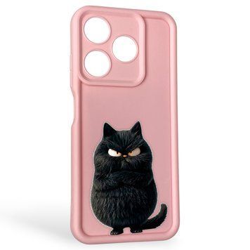 Чохол силіконовий Soft Touch з 3D принтом злого кота для TECNO Spark 10 (KI5q) рожевий (Повний захист камери) 0047208 фото