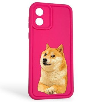 Чехол силиконовый оригинальный Soft Touch с 3D принтом мема сибу для Motorola Moto E13 (PAXT0034) малиновый (Полная защита камеры) 0047314 фото
