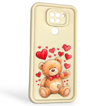 Чохол силіконовий оригінальний Soft Touch з 3D принтом милий ведмедик для Xiaomi Redmi Note 9 молочний (Повний захист камери) 0043897 фото