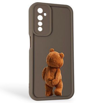Чехол силиконовый Soft Touch с 3D принтом смешного теда мишки для Realme 6 коричневый (Полная защита камеры) 0049160 фото
