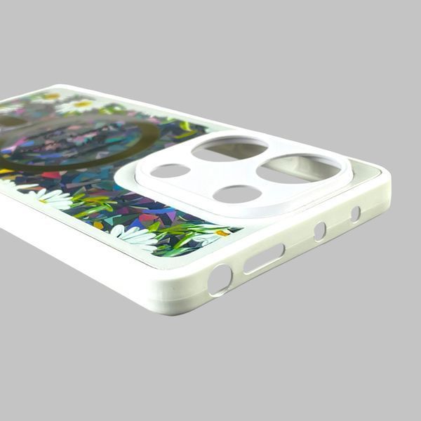 Чехол для Xiaomi POCO M6 Pro 4G с 3д эффектом с магнитом магсейф блестящий на сяоми поко м6 про 4г белый 0012047 фото