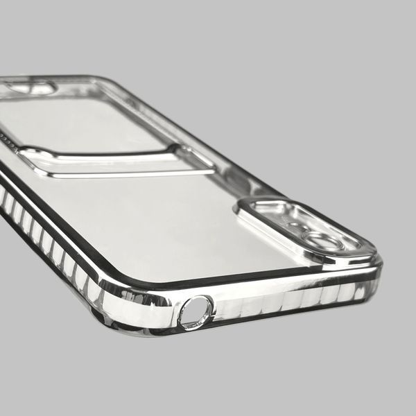 Чехол для Xiaomi Redmi 9A с серебряной окантовкой с карманом для карт на сяоми редми 9а серебряный 0013138 фото