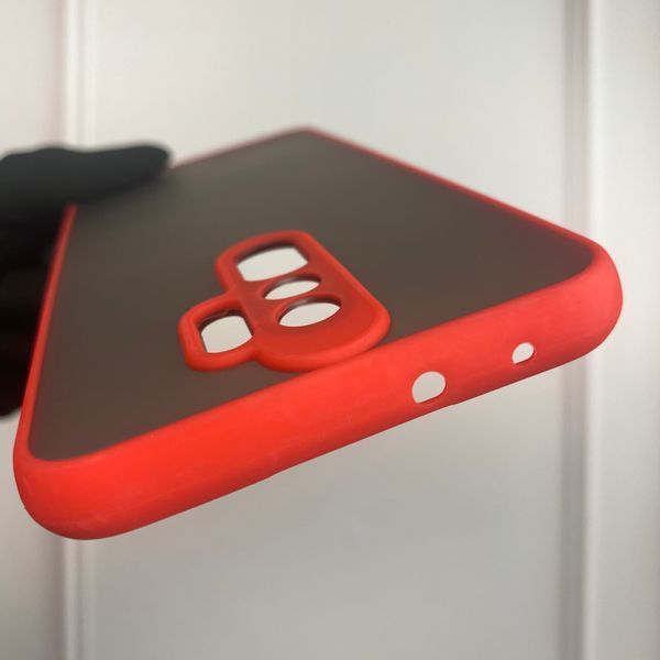 Чохол для Xiaomi Redmi 9 протиударний матовий напівпрозорий з високими бортами із захистом камери на сяомі редмі 9 червоний 0000312 фото