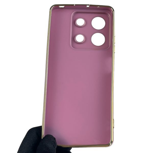 Чехол для Xiaomi Redmi Note 13 5G с золотой окантовкой с защитой камеры на сяоми редми нот 13 5г черничный 0008395 фото