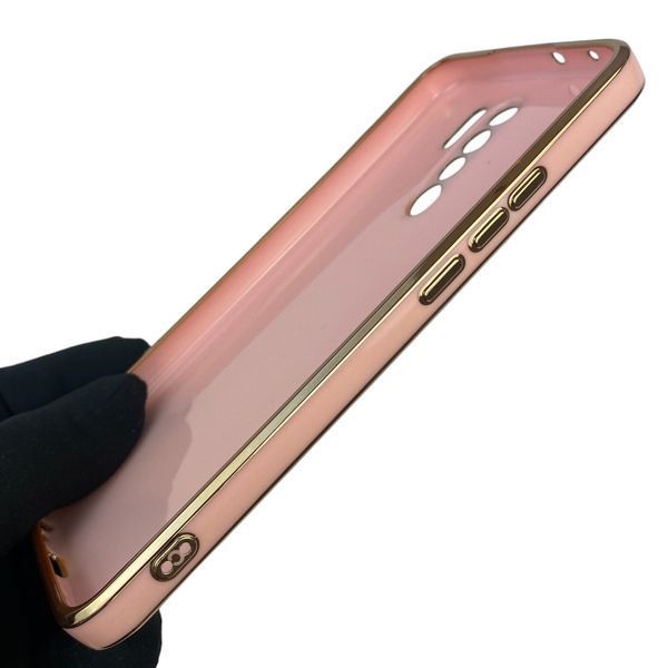 Чохол для Xiaomi Redmi 9 з кільцем-підставкою із золотою окантовкою на сяомі редмі 9 пудровий gs1 0020818 фото