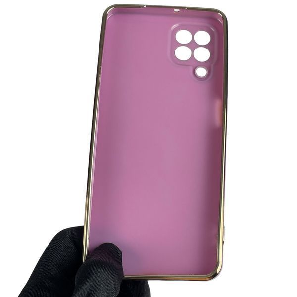 Чехол для Samsung Galaxy A22 4G (SM-A225F) с золотой окантовкой с защитой камеры на самсунг а22 сиреневый 0008282 фото