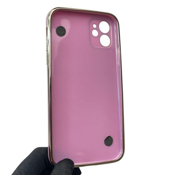 Чохол для телефона Apple iPhone 11 жіночій із ремінцем з прикрасами та золотою окантовкою на айфон 11 чорничний gs1 0016185 фото