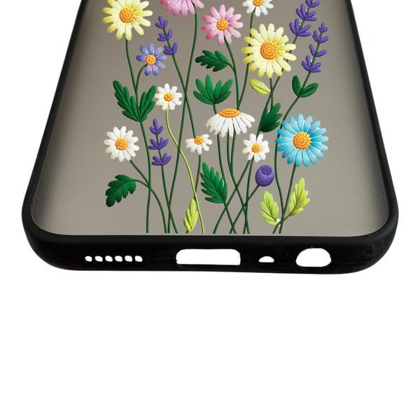 Чохол для телефона Samsung Galaxy A05S (SM-A057) с 3D принтом польові квіти із захистом камери чорний 0059280 фото