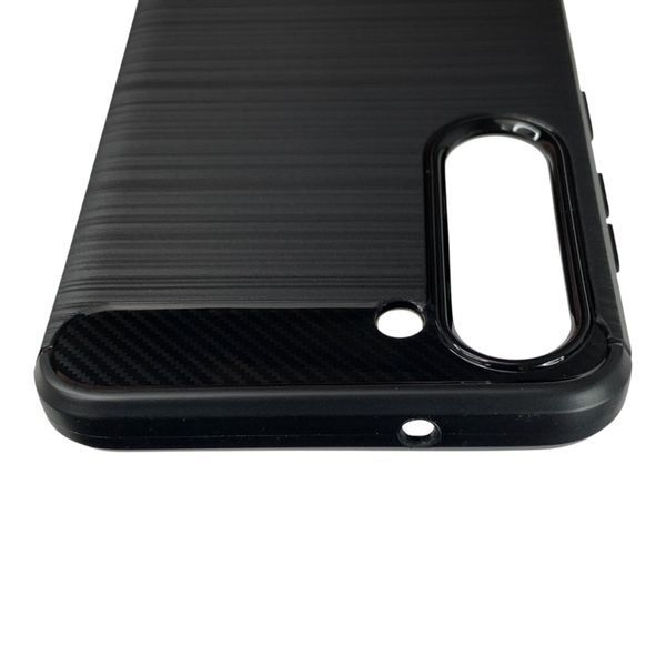 Чехол для телефона Samsung Galaxy S23 (SM-S911B) карбоновый противоударный с высокими бортами черный 0052231 фото