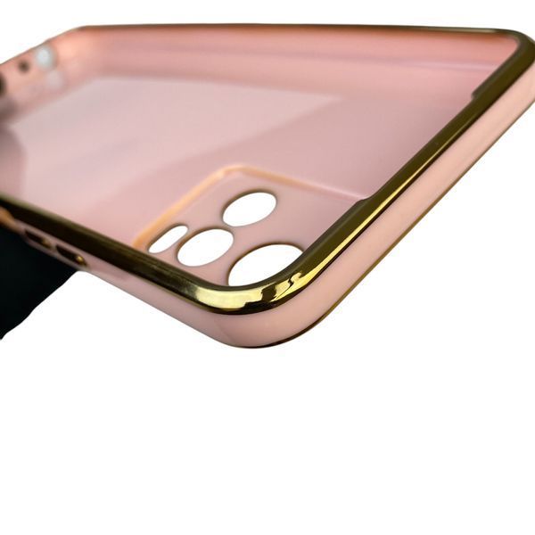 Чехол для Vivo Y21S с кольцом-подставкой с золотой окантовкой на виво у21с пудровый gs1 0021147 фото