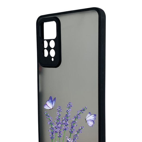 Чехол для телефона Xiaomi Redmi Note 11 Pro 4G с 3D принтом лаванда с бабочками с высокими бортами черный 0059330 фото