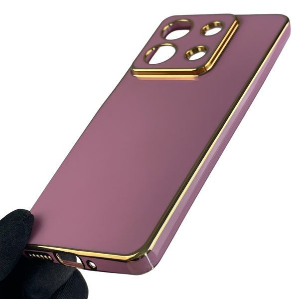 Чехол для Xiaomi Redmi Note 13 5G с золотой окантовкой с защитой камеры на сяоми редми нот 13 5г черничный 0008395 фото
