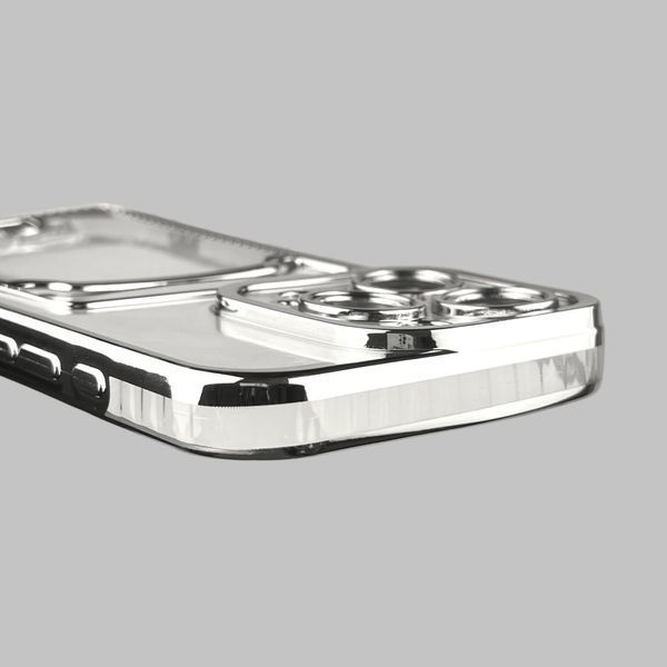 Чехол для Apple iPhone 15 Pro с серебряной окантовкой с карманом для карт на айфон 15 про серебряный 0013024 фото