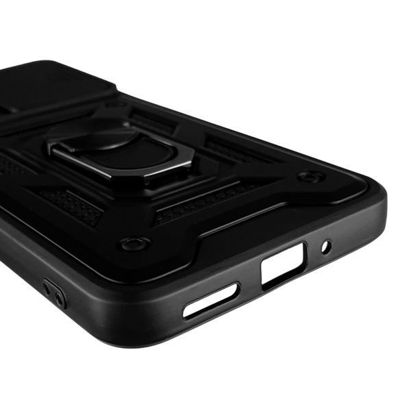 Чохол для Xiaomi POCO X5 5G броньований з кільцем-тримачем підставкою зі шторкою на сяомі поко х5 5г чорний rg1 0000212 фото
