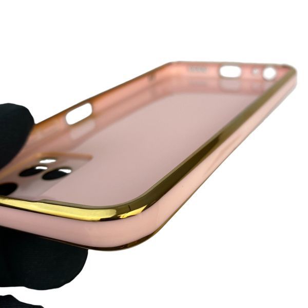 Чехол для Vivo Y21S с кольцом-подставкой с золотой окантовкой на виво у21с пудровый gs1 0021147 фото