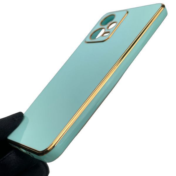 Чохол для Xiaomi Redmi Note 12 5G глянсовий із золотою окантовкою із захистом камери на сяомі редмі нот 12 5г бірюзовий 0000062 фото