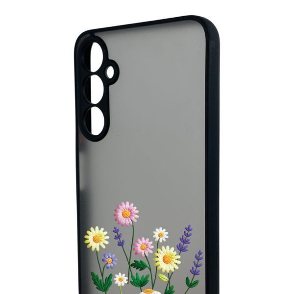 Чохол для телефона Samsung Galaxy A05S (SM-A057) с 3D принтом польові квіти із захистом камери чорний 0059280 фото