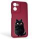 Чехол силиконовый Soft Touch с 3D принтом злой котик для Motorola G05 бордовый (Полная защита камеры) 0046933 фото 1