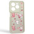 Чехол силиконовый Soft Touch с 3D принтом милые котики с лапками для TECNO Spark Go 2024 (BG6) молочный (Полная защита камеры) 0059610 фото