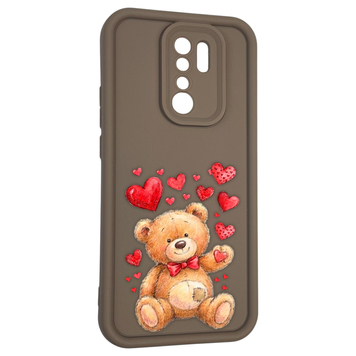 Чехол силиконовый оригинальный Soft Touch с 3D принтом милый мишка для Xiaomi Redmi 9 коричневый (Полная защита камеры) 0043709 фото