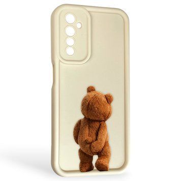 Чехол силиконовый Soft Touch с 3D принтом смешного теда мишки для Realme 6 молочный (Полная защита камеры) 0049161 фото